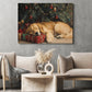 Christmas Golden Retriever Dog Canvas Painting, Sleeping Dog Under Christmas Tree With Presents Wall Art Decor, Xmas Poster Gift For Dog Lover