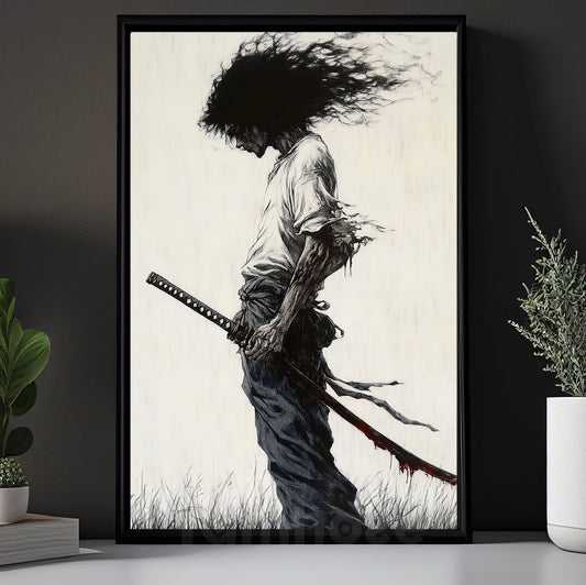 Modern Art Canvas Painting, Lone Samurai Wall Art Decor, Poster Gift For Modern Art Lovers