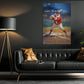 Christmas Baseball Canvas Painting, Santa Claus Playing Baseball Wall Art Decor, Xmas Poster Gift