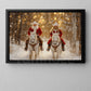 Christmas Cowboy Canvas Painting, Santa And Lover Riding Horse Winter Wall Art Decor, Xmas Poster Gift For Cowboy And Cowgirl Lovers