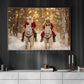 Christmas Cowboy Canvas Painting, Santa And Lover Riding Horse Winter Wall Art Decor, Xmas Poster Gift For Cowboy And Cowgirl Lovers