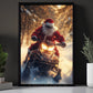 Christmas Snowmobile Canvas Painting, Santa Claus Riding Snowmobiling Winter Wall Art Decor, Xmas Poster Gift For Snowmobiling Lovers