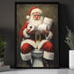 Funny Christmas Canvas Painting, Santa Claus In His Toilet Wall Art Decor, Xmas Poster Gift