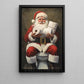 Funny Christmas Canvas Painting, Santa Claus In His Toilet Wall Art Decor, Xmas Poster Gift