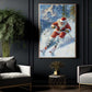 Funny Christmas Skiing Canvas Painting, Santa On Skis Winter Wall Art Decor, Xmas Poster Gift For Skiing Lovers