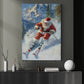 Funny Christmas Skiing Canvas Painting, Santa On Skis Winter Wall Art Decor, Xmas Poster Gift For Skiing Lovers