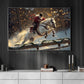 Christmas Canvas Painting, Santa Claus Riding Horse Winter Wall Art Decor, Xmas Poster Gift For Riding Horse Lovers