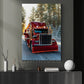 Santa's Festive Red Truck Ride Canvas Painting, Truck Wall Art Decor, Xmas Poster Gift For Trucker Lovers