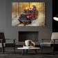 Cozy Christmas Firefighter Canvas Painting, Santa Claus With Fire Truck Wall Art Decor, Xmas Poster Gift For Firefighter Lovers