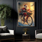 Funny Christmas Bicycle Canvas Painting, Santa's Bicycle Journey Winter Wall Art Decor, Xmas Poster Gift For Bicycle Lovers