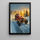 Funny Christmas Hot Rod Canvas Painting, Santa Claus Rides Hot Rod Winter Wall Art Decor, Xmas Poster Gift For Hot Rod Lovers