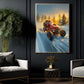 Funny Christmas Hot Rod Canvas Painting, Santa Claus Rides Hot Rod Winter Wall Art Decor, Xmas Poster Gift For Hot Rod Lovers