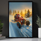 Funny Christmas Hot Rod Canvas Painting, Santa Claus Rides Hot Rod Winter Wall Art Decor, Xmas Poster Gift For Hot Rod Lovers