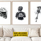 Set Of 3 Personalized Lacrosse Boy Canvas Painting, Helmet, Player And Lacrosse Stick, Sport Wall Art Decor, Poster Gift For Lacrosse Lovers