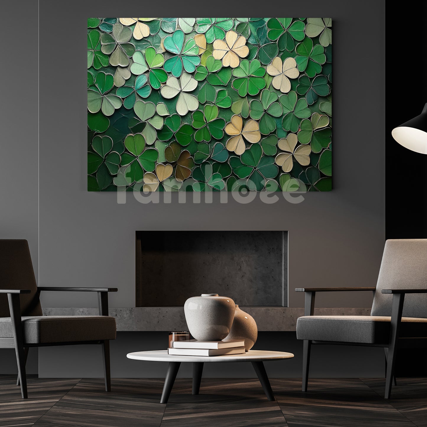 St Patrick's Day Canvas Painting, Vibrant Green Clover Wall Art Decor, Irish Poster Gift