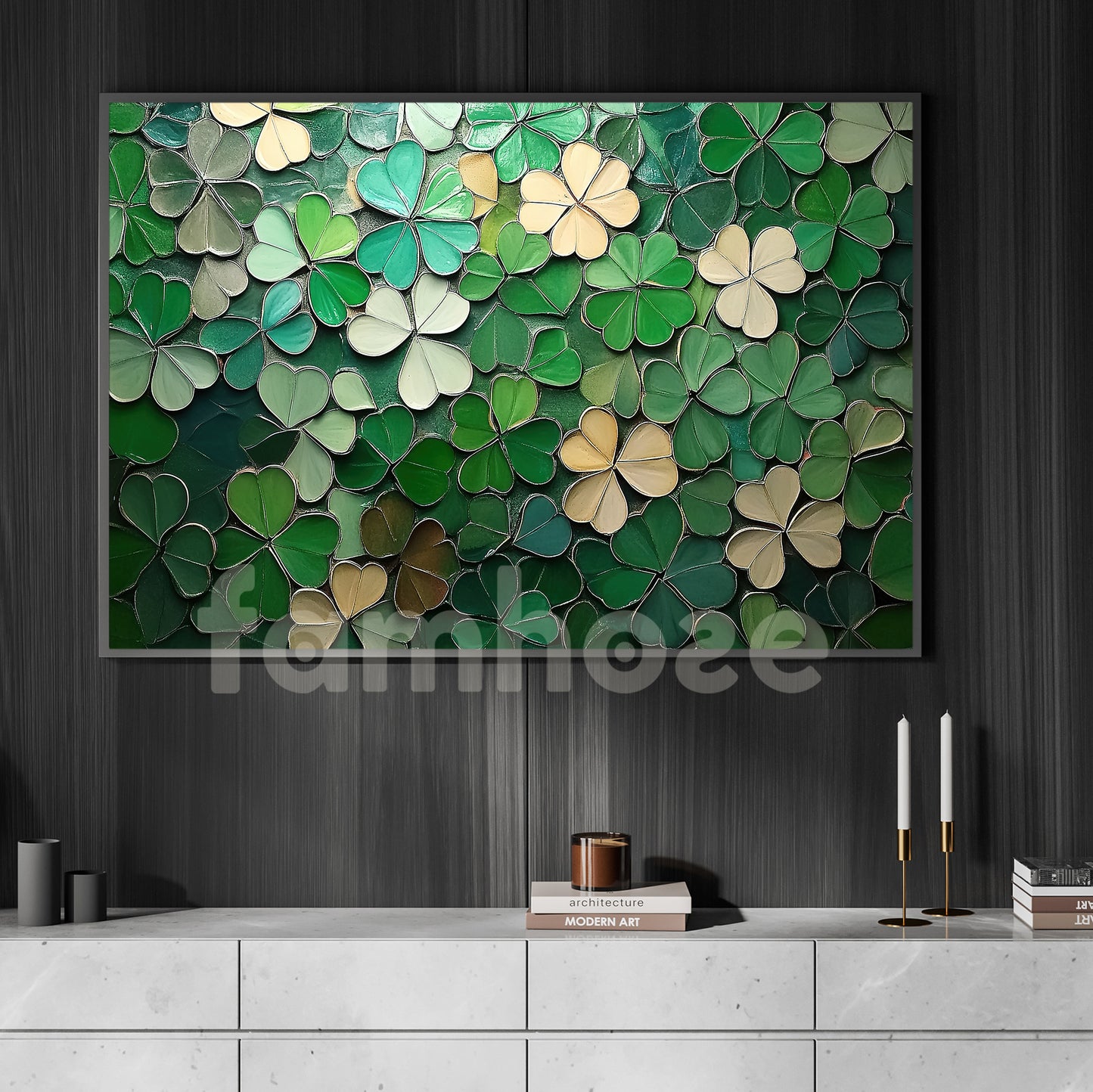 St Patrick's Day Canvas Painting, Vibrant Green Clover Wall Art Decor, Irish Poster Gift