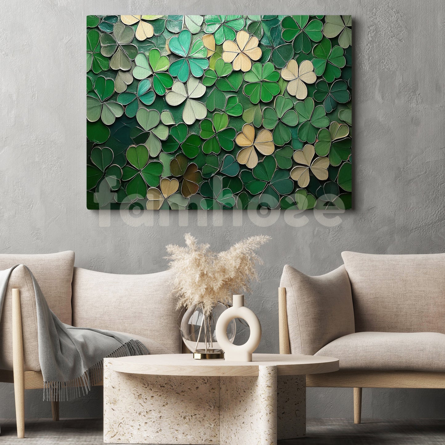 St Patrick's Day Canvas Painting, Vibrant Green Clover Wall Art Decor, Irish Poster Gift