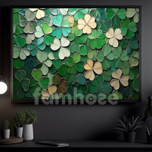 St Patrick's Day Canvas Painting, Vibrant Green Clover Wall Art Decor, Irish Poster Gift