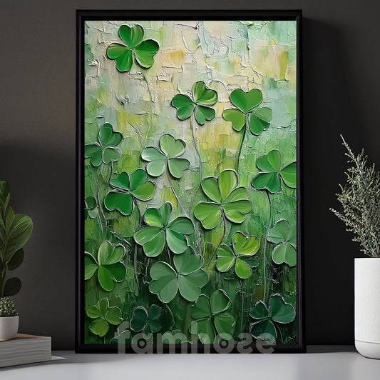 Patrick's Day Canvas Painting, A Symphony Of Clovers Wall Art Decor, Poster Gift For Shamrock Lovers
