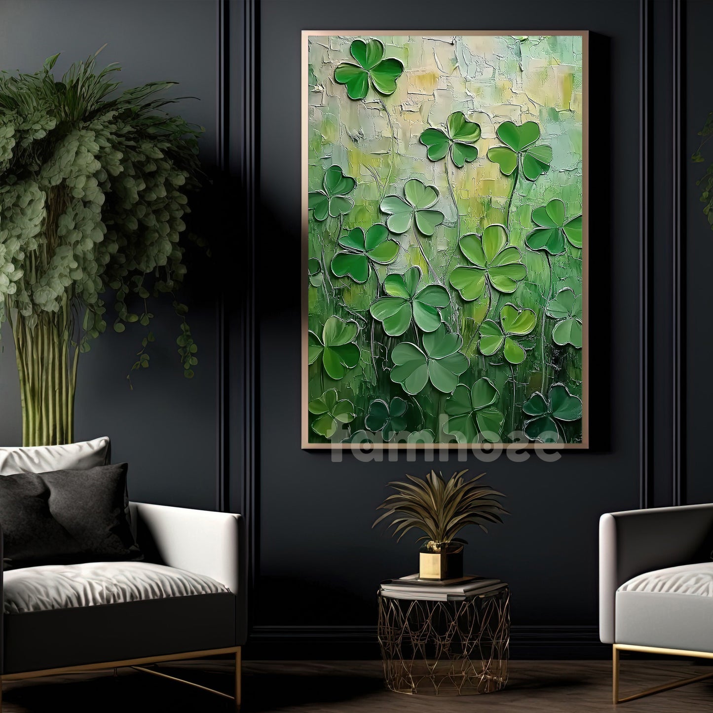 Patrick's Day Canvas Painting, A Symphony Of Clovers Wall Art Decor, Poster Gift For Shamrock Lovers