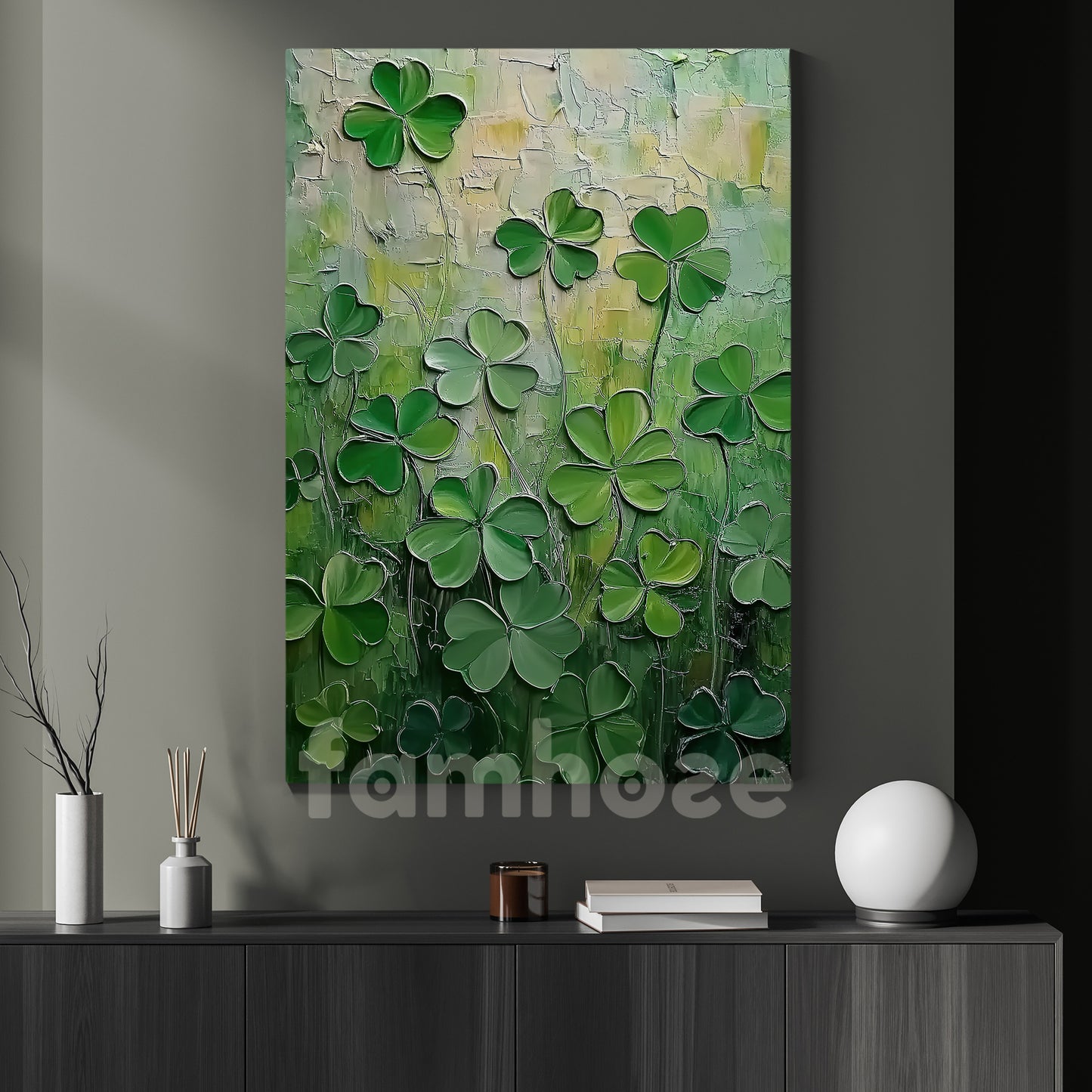 Patrick's Day Canvas Painting, A Symphony Of Clovers Wall Art Decor, Poster Gift For Shamrock Lovers