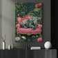 The Elephant's Luxe Lounge, Floral Victorian Elephant Canvas Painting, Victorian Animal Wall Art Decor, Poster Gift For Elephant Lovers