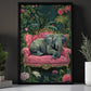 The Elephant's Luxe Lounge, Floral Victorian Elephant Canvas Painting, Victorian Animal Wall Art Decor, Poster Gift For Elephant Lovers