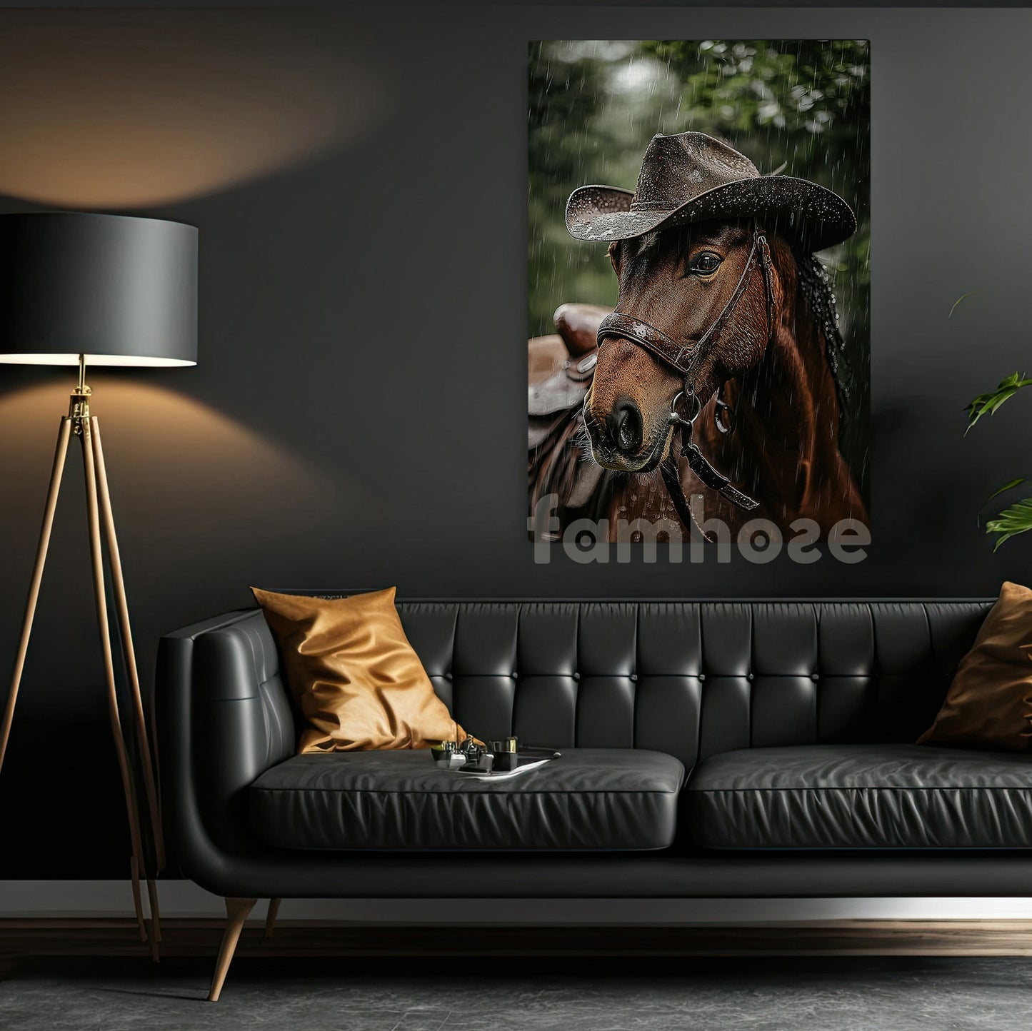 Funny Cowboy Horse Canvas Painting, Nature Horse Wall Art Decor, Poster Gift For Cowboy Lovers