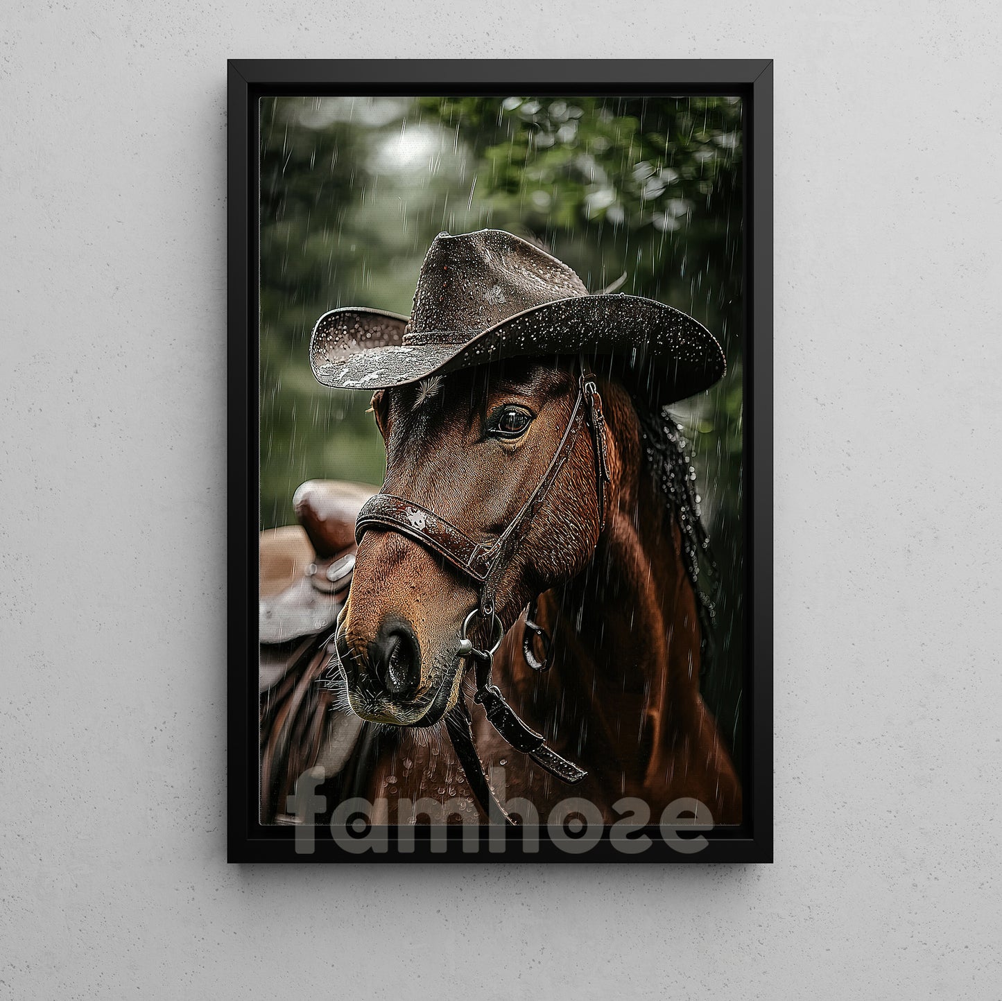 Funny Cowboy Horse Canvas Painting, Nature Horse Wall Art Decor, Poster Gift For Cowboy Lovers