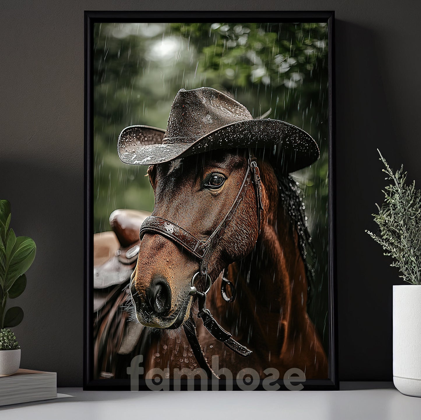 Funny Cowboy Horse Canvas Painting, Nature Horse Wall Art Decor, Poster Gift For Cowboy Lovers