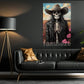 Cool Cowgirl Canvas Painting, Cowgirl Skeleton In Bloom Wall Art Decor, Poster Gift For Cowgirl Lovers