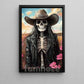 Cool Cowgirl Canvas Painting, Cowgirl Skeleton In Bloom Wall Art Decor, Poster Gift For Cowgirl Lovers