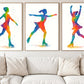 Set Of 3 Ice Skating Canvas Painting, The Growth Of The Skater Girl Wall Art Decor, Poster Gift For Ice Skating Lovers