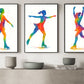 Set Of 3 Ice Skating Canvas Painting, The Growth Of The Skater Girl Wall Art Decor, Poster Gift For Ice Skating Lovers