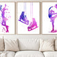 Set Of 3 Ice Skating Canvas Painting, Skater’s Dream Wall Art Decor, Poster Gift For Ice Skating Lovers