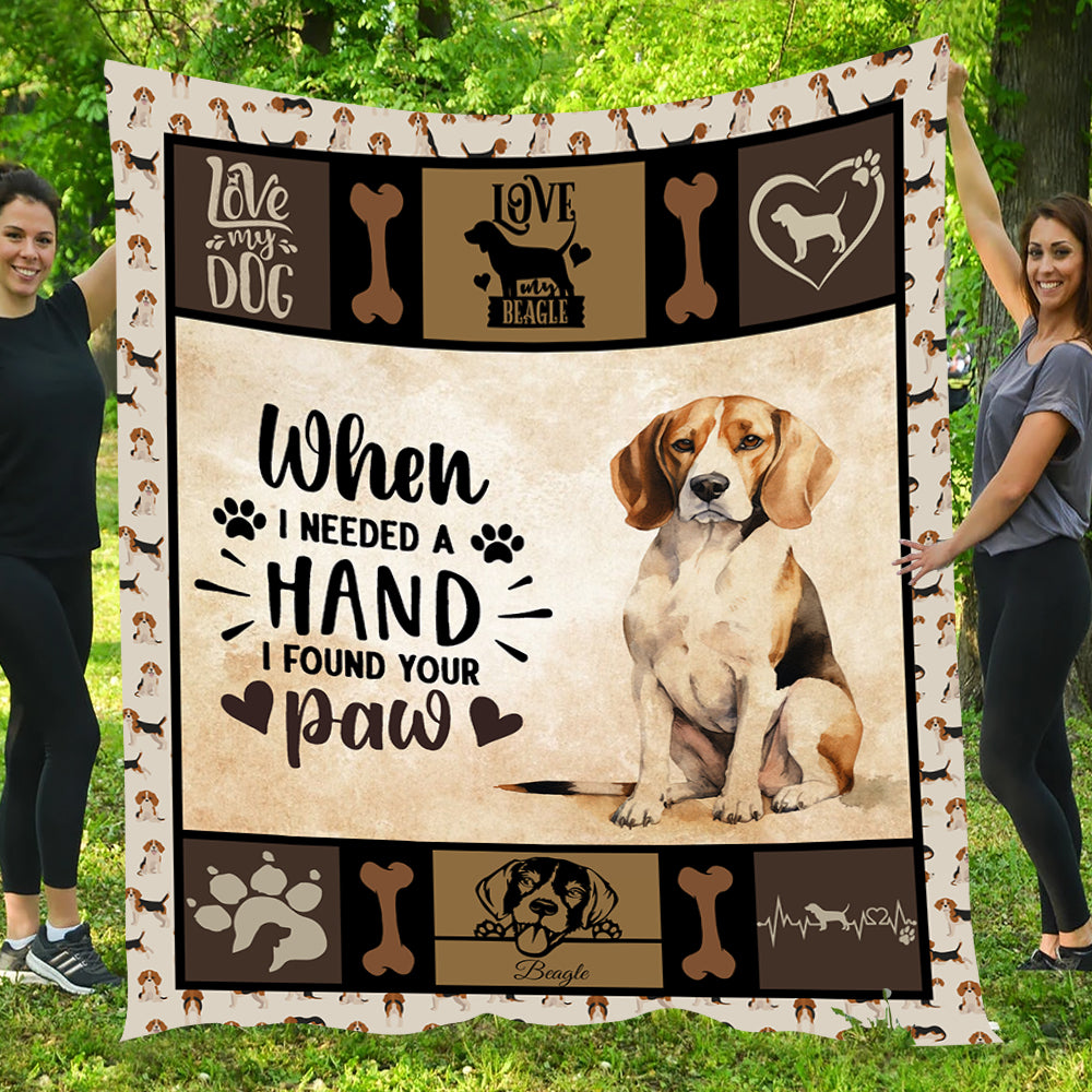 Dog Blanket, When I Needed A Hand I Found Your Paw Beagle Fleece Blanket - Sherpa Blanket Gift For Dog Lovers, Dog Owners