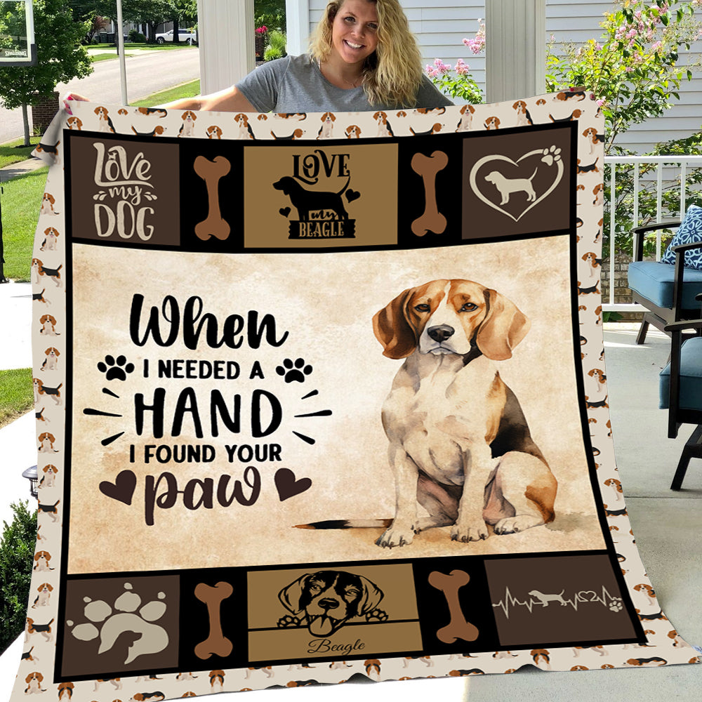 Dog Blanket When I Needed A Hand I Found Your Paw Beagle Fleece