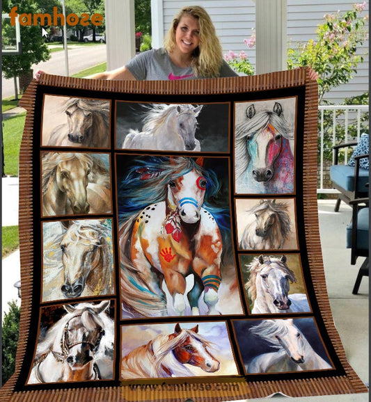 Beautiful Horse Riding Blanket, Horse Fleece Blanket - Sherpa Blanket Gift For Horse Lover