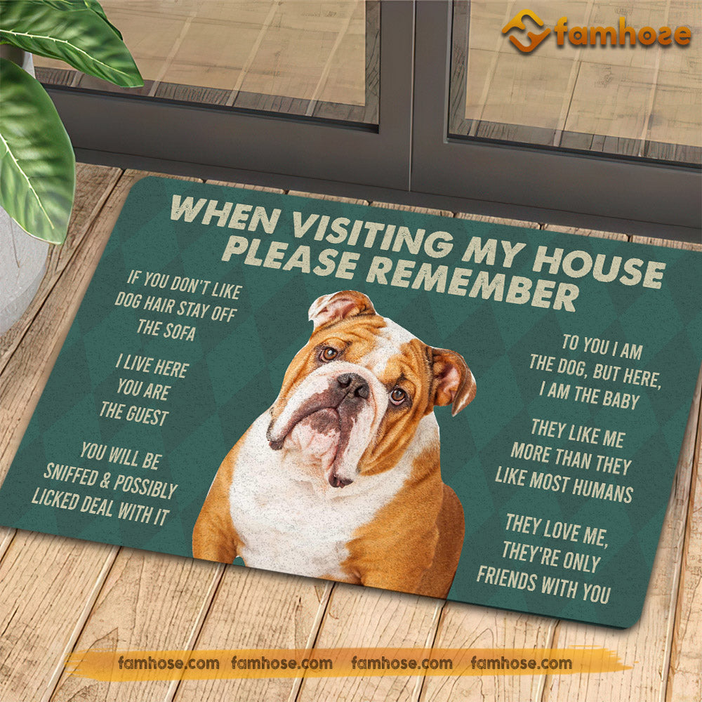 Bulldogs Dog Doormat, Please Remember I Live Here Gift For Dog Lovers, Housewarming Gift, Dog Decor