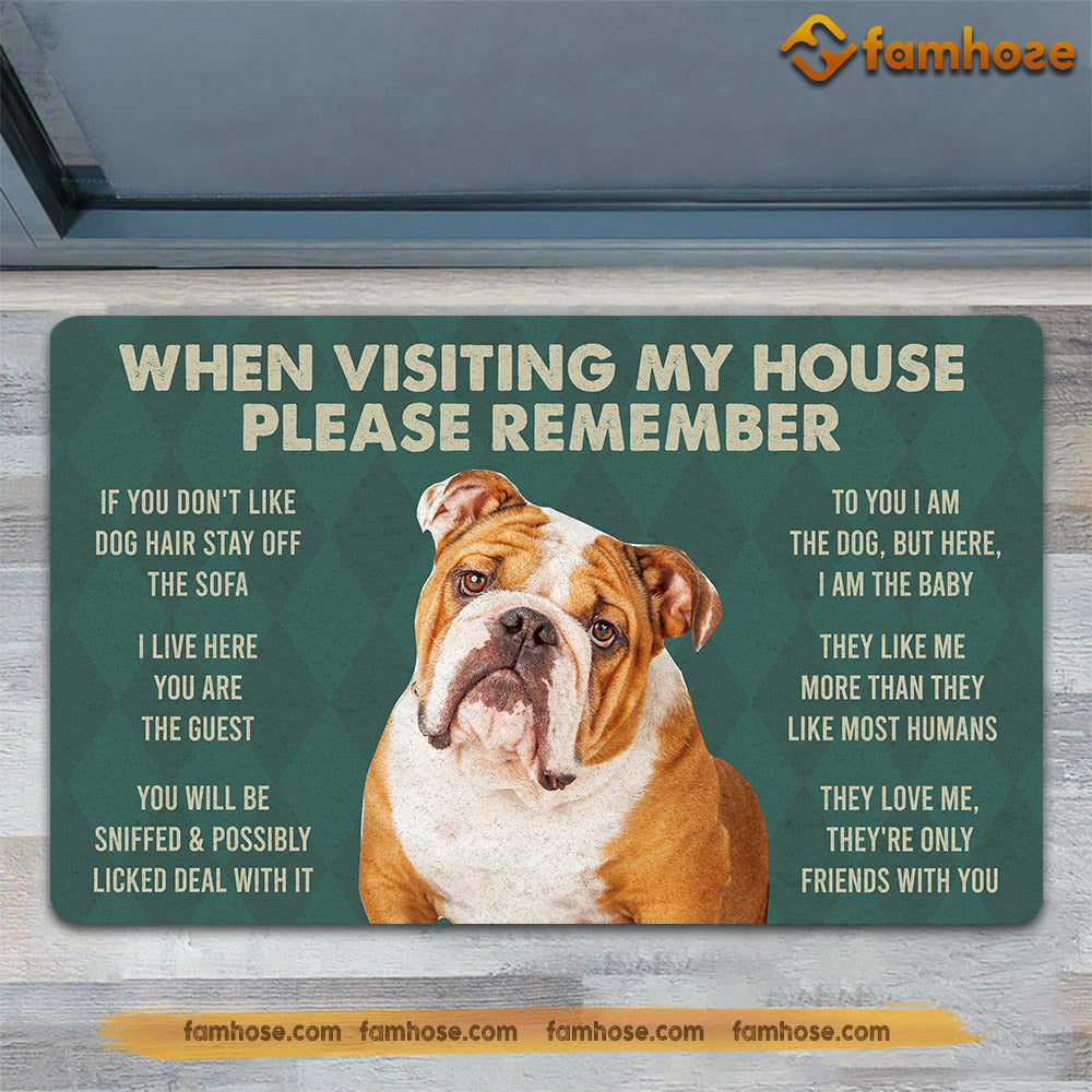 Bulldogs Dog Doormat, Please Remember I Live Here Gift For Dog Lovers, Housewarming Gift, Dog Decor