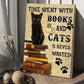Cat Poster & Canvas, Time Spent With Books Cats Is Never Wasted, Gift For Cat Lovers, Cat Owners
