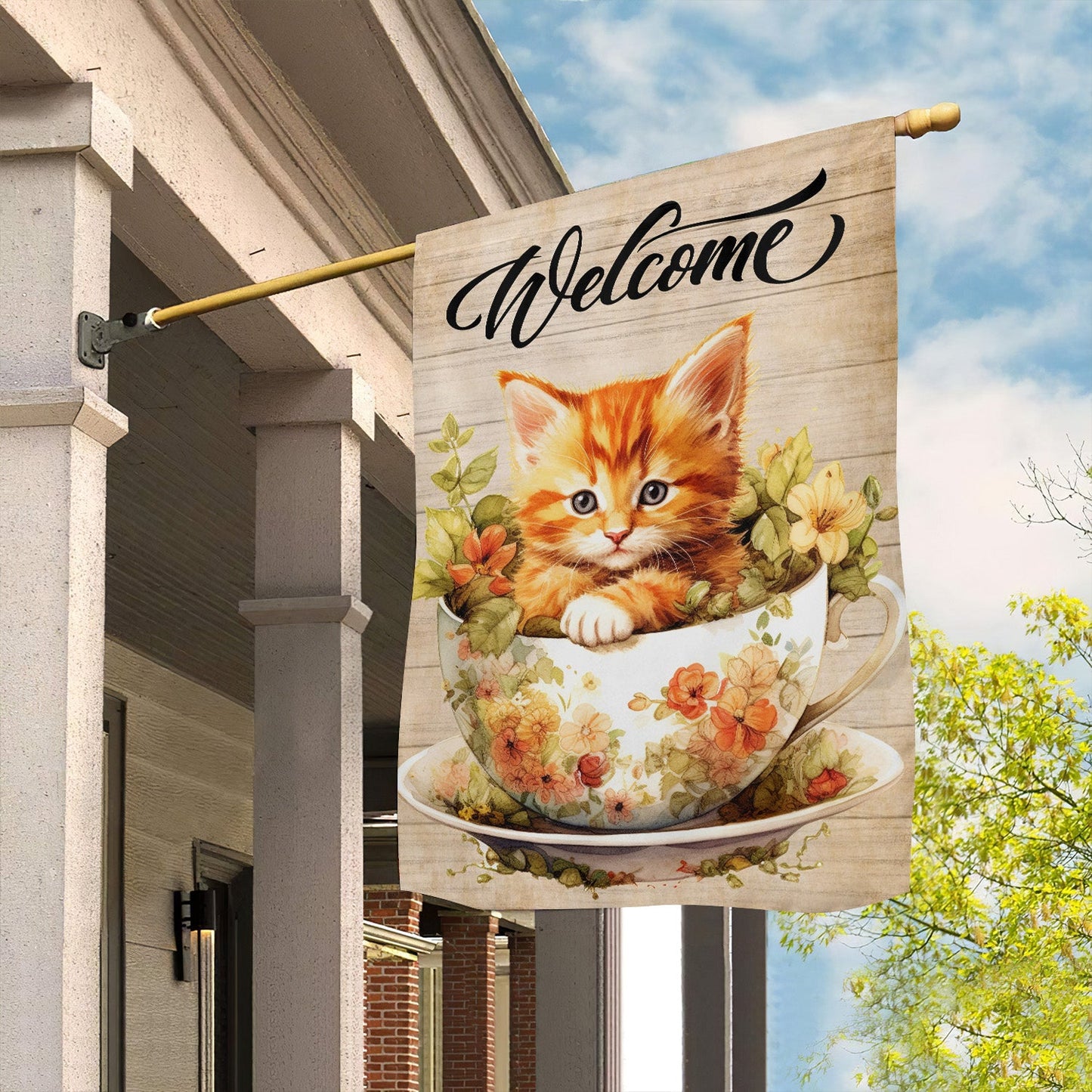 Cute Cat Flag, Welcome To My Garden, Gift For Cat Lovers, Cat Owners, Garden Lovers