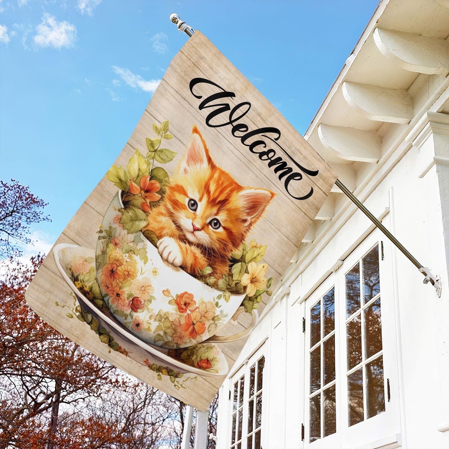 Cute Cat Flag, Welcome To My Garden, Gift For Cat Lovers, Cat Owners, Garden Lovers