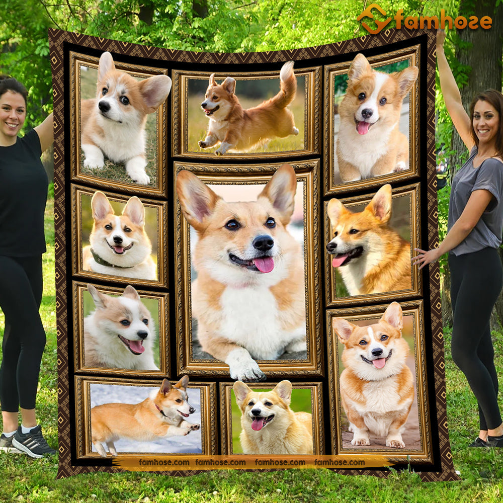 Cute Dog Blanket, Baby Dog Corgi Fleece Blanket - Sherpa Blanket Gift For Dog Lovers, Dog Owners