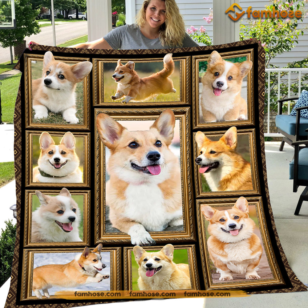 Cute Dog Blanket, Baby Dog Corgi Fleece Blanket - Sherpa Blanket Gift For Dog Lovers, Dog Owners