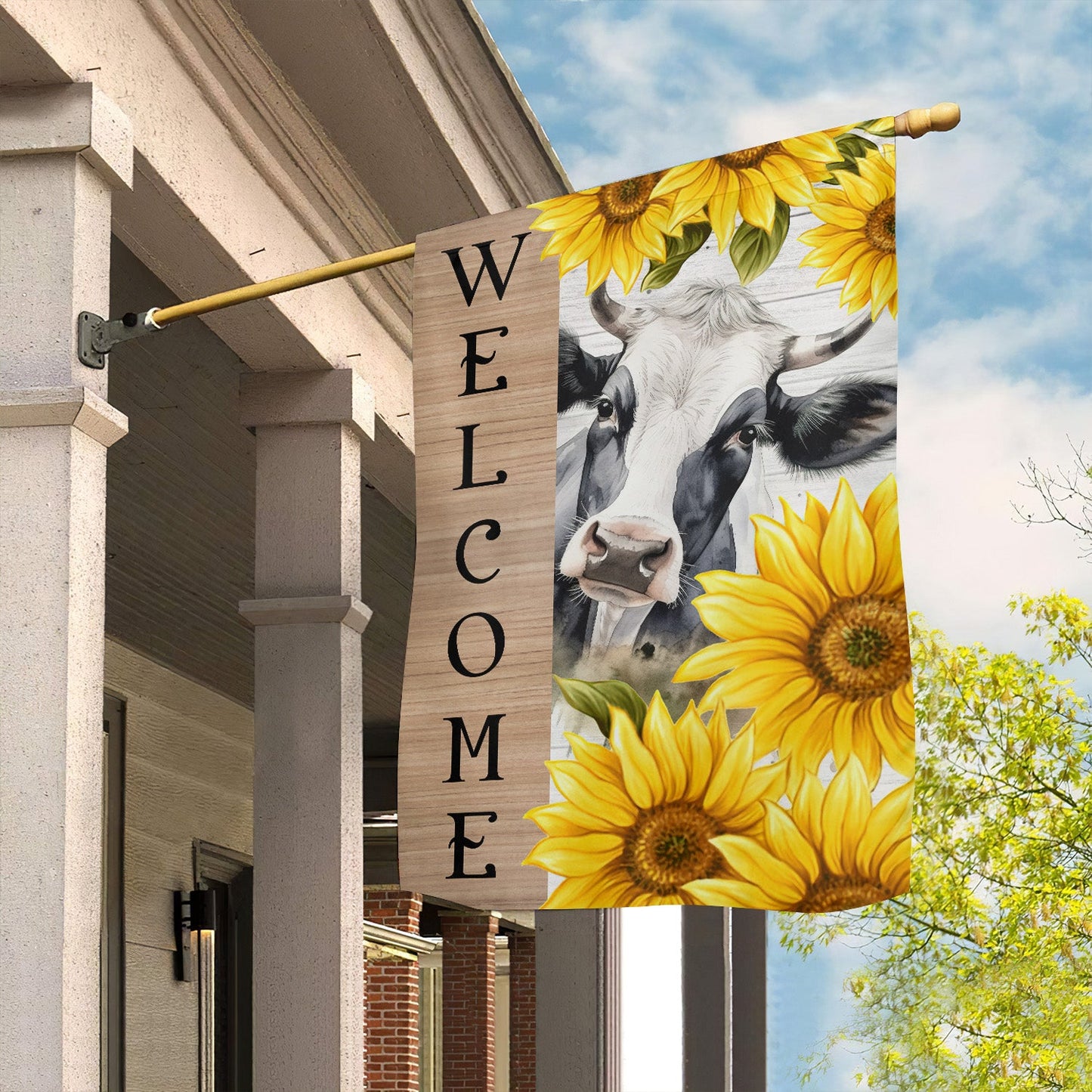 Cool Cow Flag, Welcome To My House Cow With Sunflower, Gift For Cow Lovers, Farmers, Garden Lovers