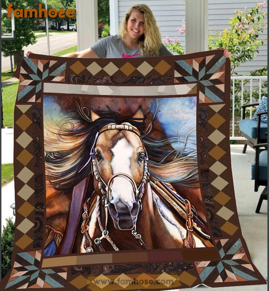Cute Horse Blanket, Horse Fleece Blanket - Sherpa Blanket Gift For Horse Lover