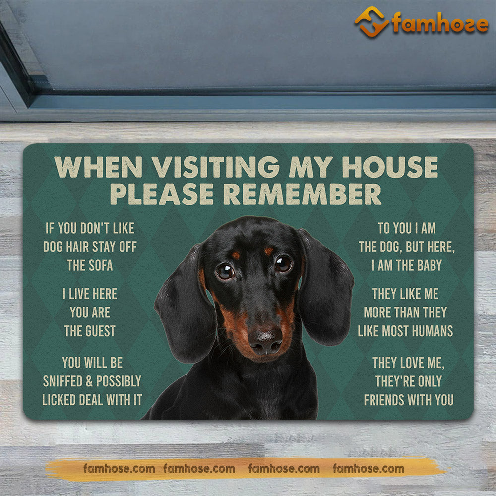 Dachshunds Dog Doormat, Please Remember I Live Here Gift For Dog Lovers, Housewarming Gift, Dog Decor