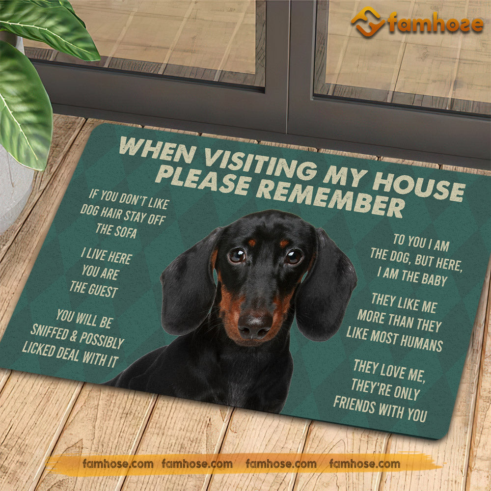 Dachshunds Dog Doormat, Please Remember I Live Here Gift For Dog Lovers, Housewarming Gift, Dog Decor