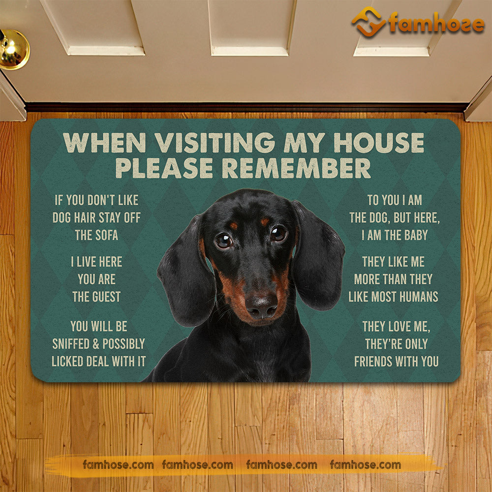 Dachshunds Dog Doormat, Please Remember I Live Here Gift For Dog Lovers, Housewarming Gift, Dog Decor